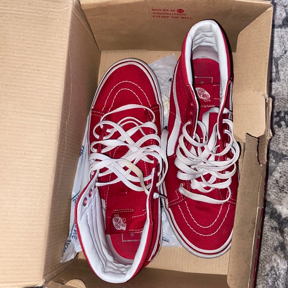 red and white vans
